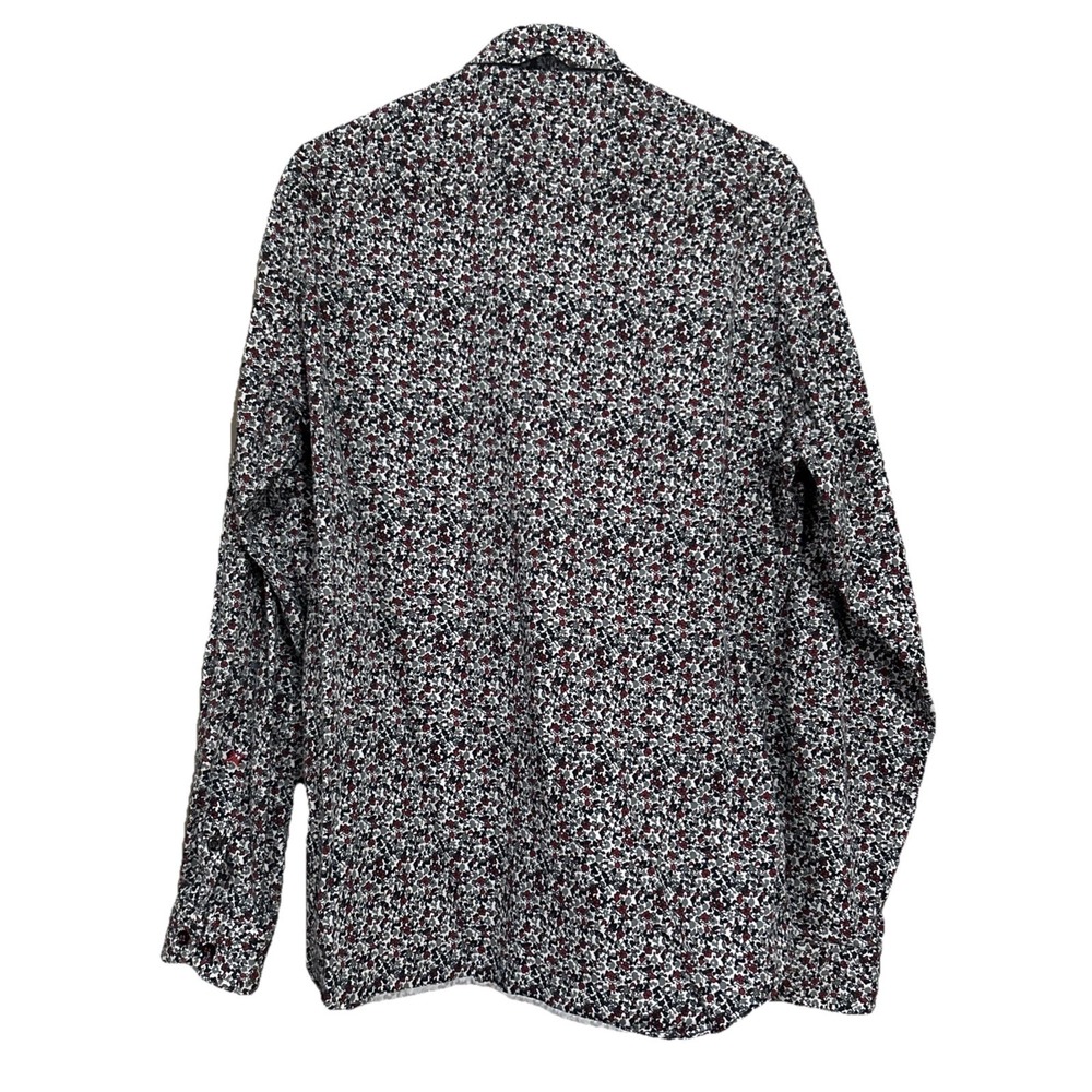 Au Noir Men's Size 4 Red Grey White Dress Shirt Long Sleeve Contrast Flip Cuff - Picture 7 of 16